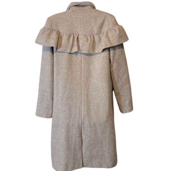 English Factory Ruffle Shoulder Button Up Coat Grey Size Small Oversized NWOT - Picture 6 of 7